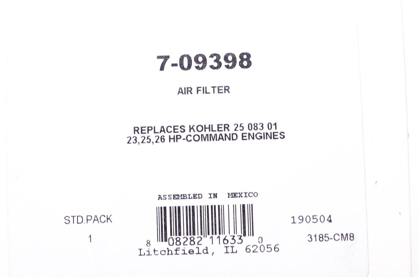 Prime Line 7-09398, 25 083 01 Air Filter NOS