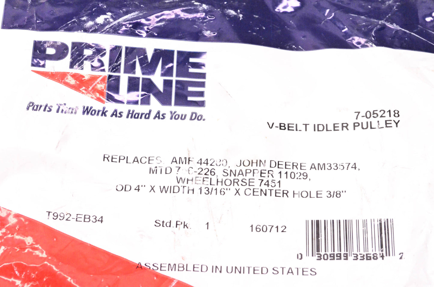 Prime Line 7-05218, AM33574, 756-226 V-Belt Idler Pulley NOS