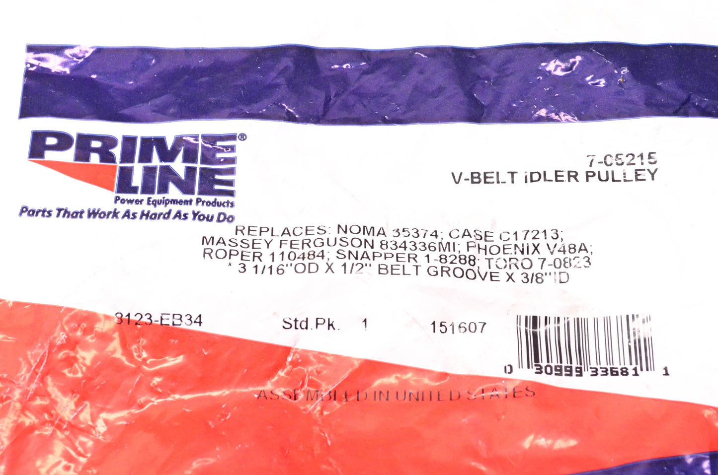 Prime Line 7-05215 V-Belt Idler Pulley NOS