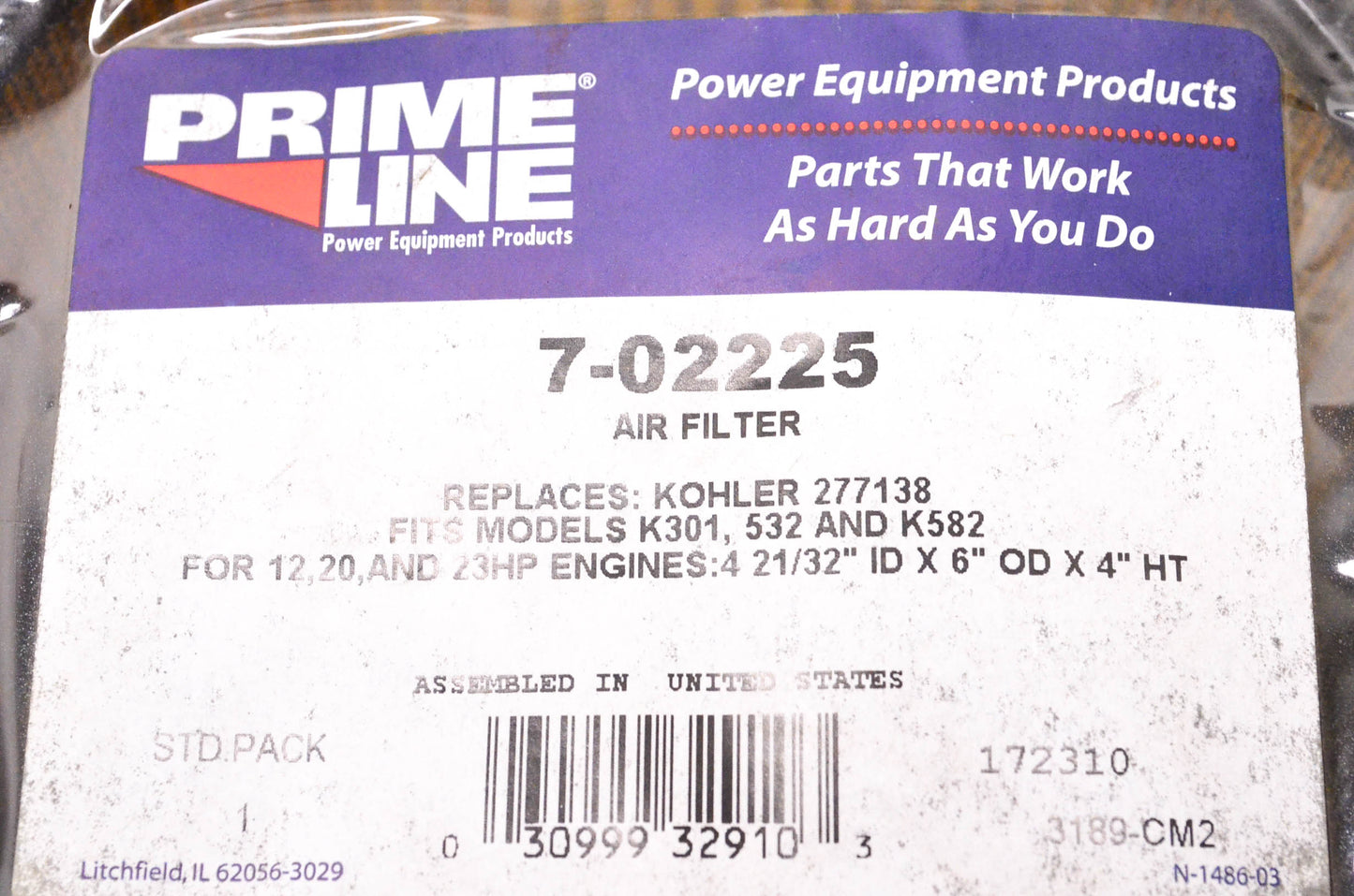 Prime Line 7-02225, 277138 Air Filter NOS