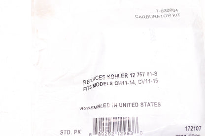 Prime Line 7-030004, 12 757 01-S Carburetor Kit NOS