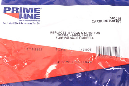 Prime Line 7-02025, 398993, 494624 Carburetor Kit NOS