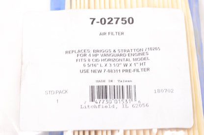 Prime Line 7-02750, 710265 Air Filter NOS