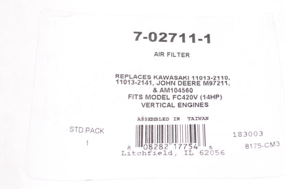 Prime Line 7-02711-1, 11013-2110, M97211 Air Filter NOS