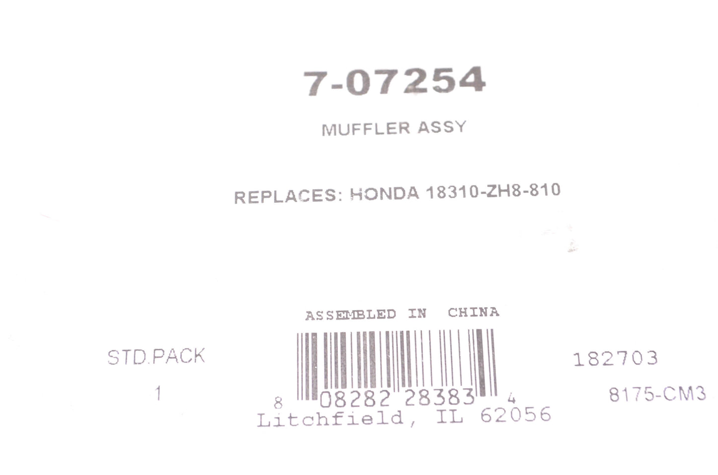 Prime Line 7-07254, 18310-ZH8-810 Muffler Assembly NOS
