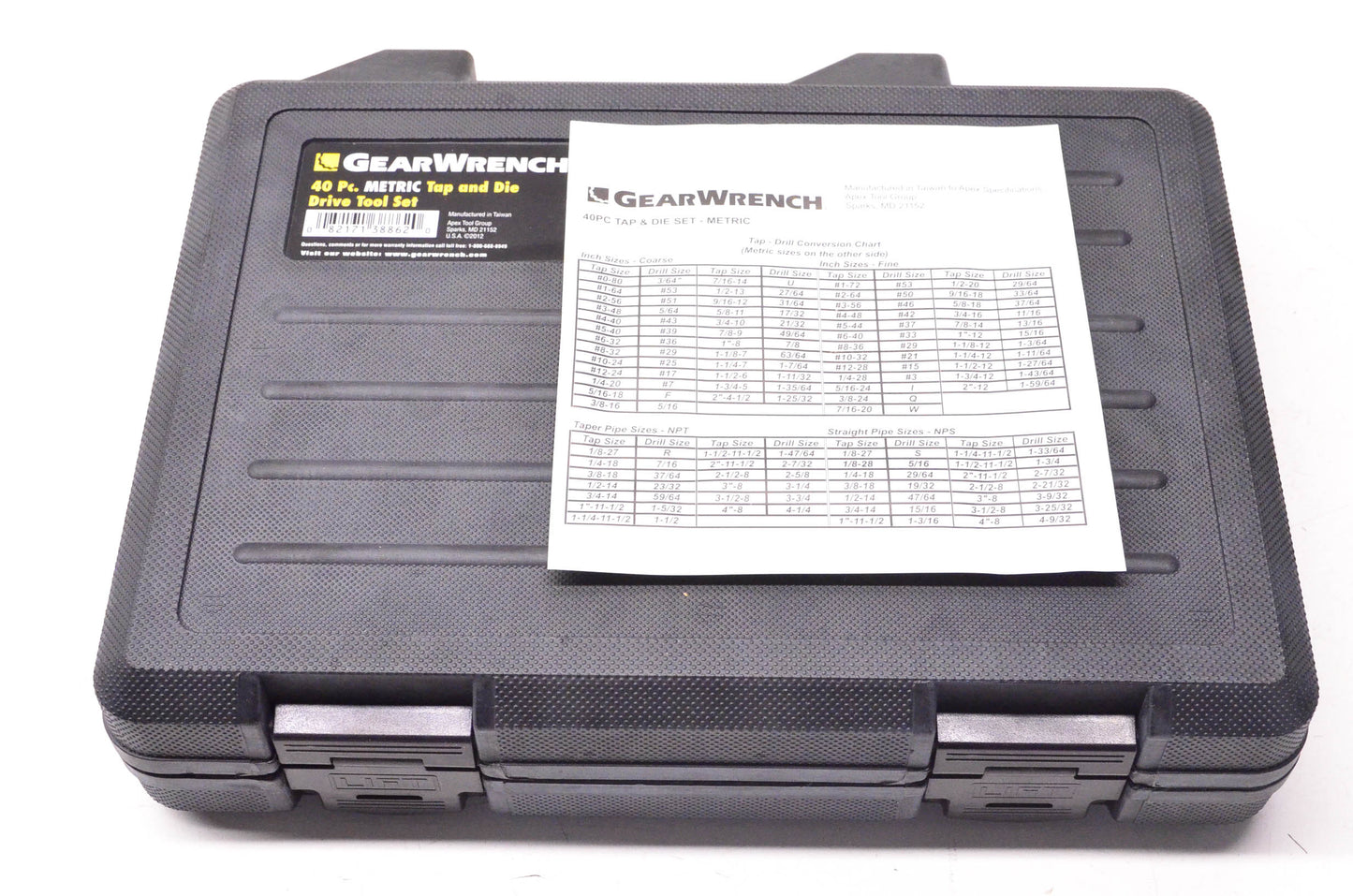 Gear Wrench 3886 40 Pc Metric Tap and Die Drive Tool Kit NOS