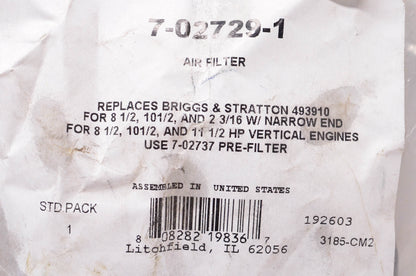 Prime Line 7-02729-1, 493910 Air Filter NOS