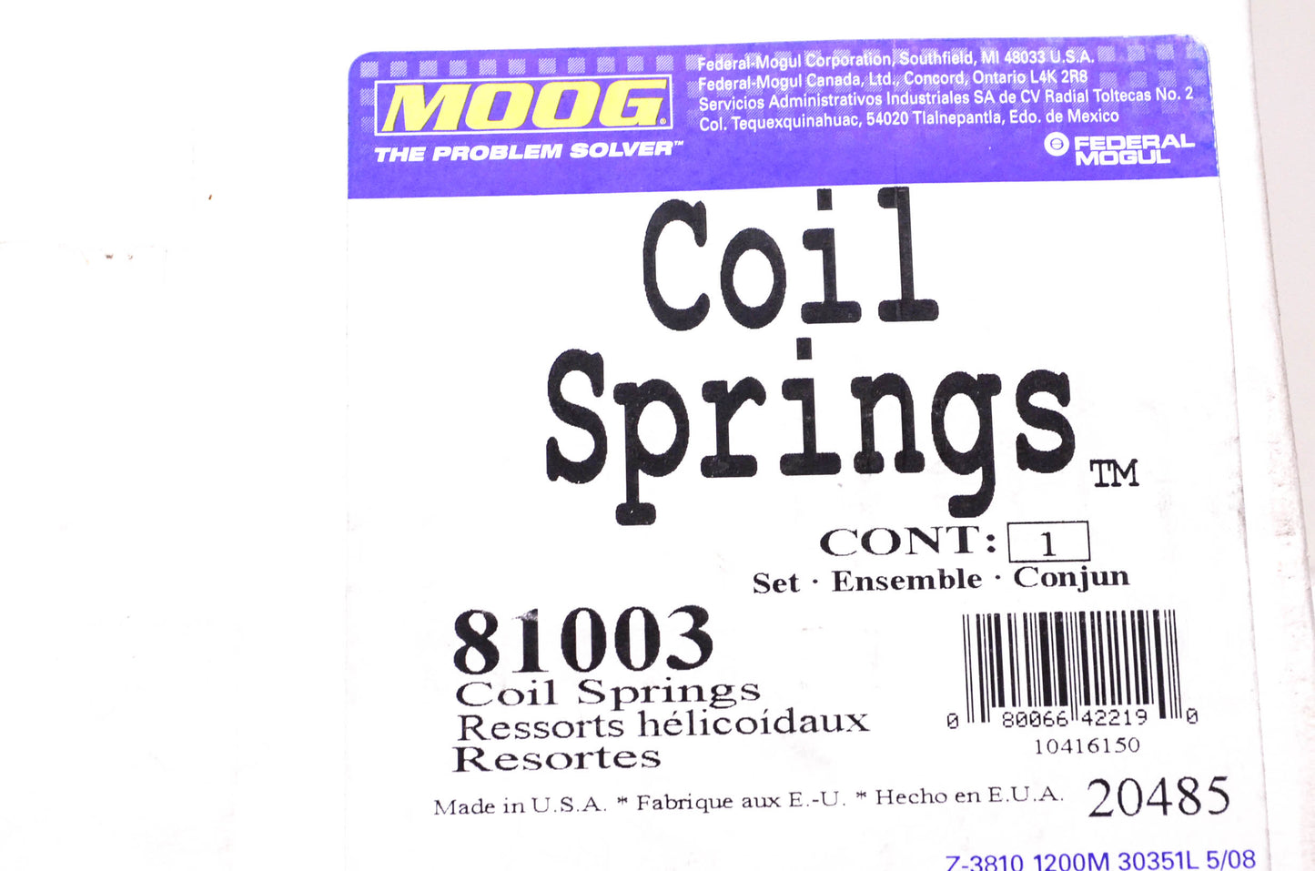 Moog 81003 Coil Spring Kit NOS