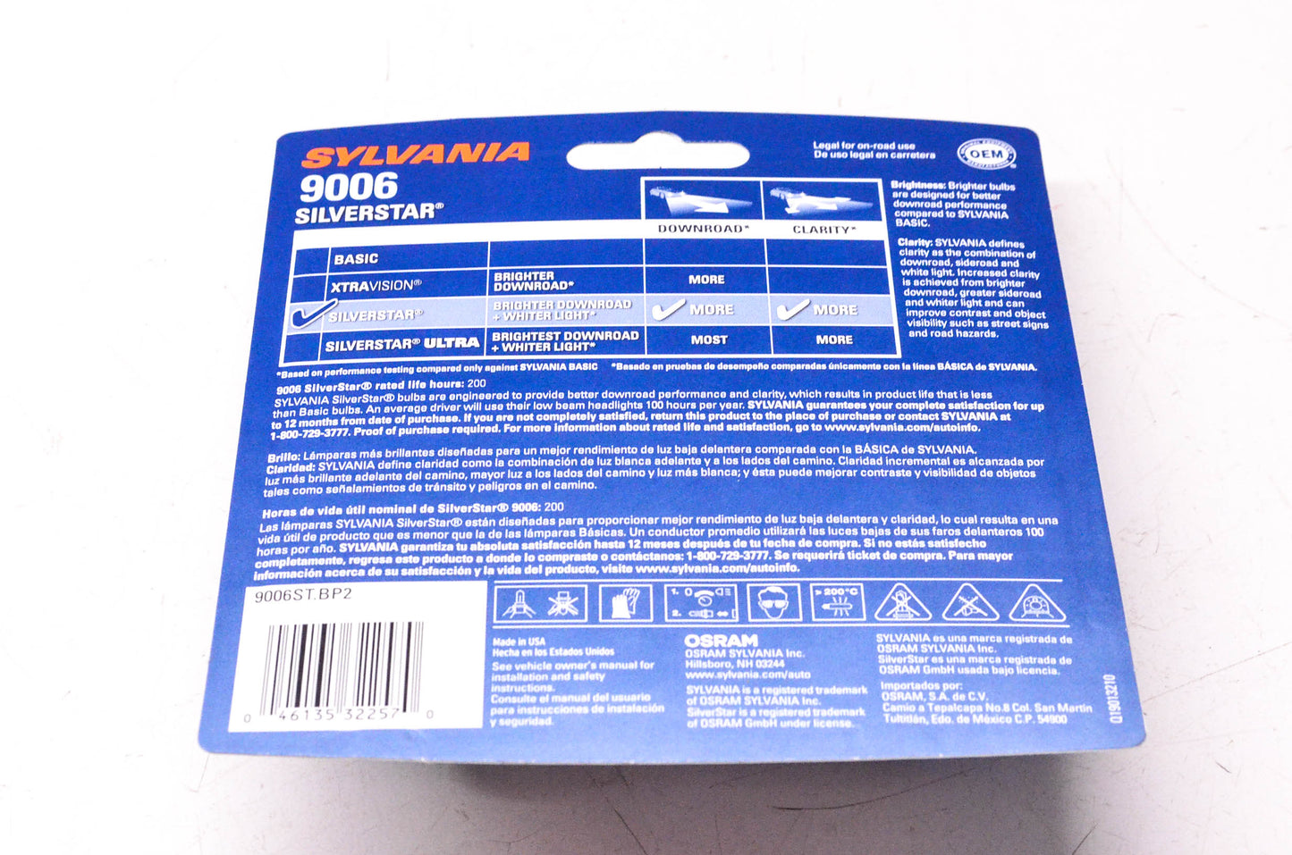 Sylvania 9006ST.BP2 Sylvania Silverstar Headlights Qty 2 NOS