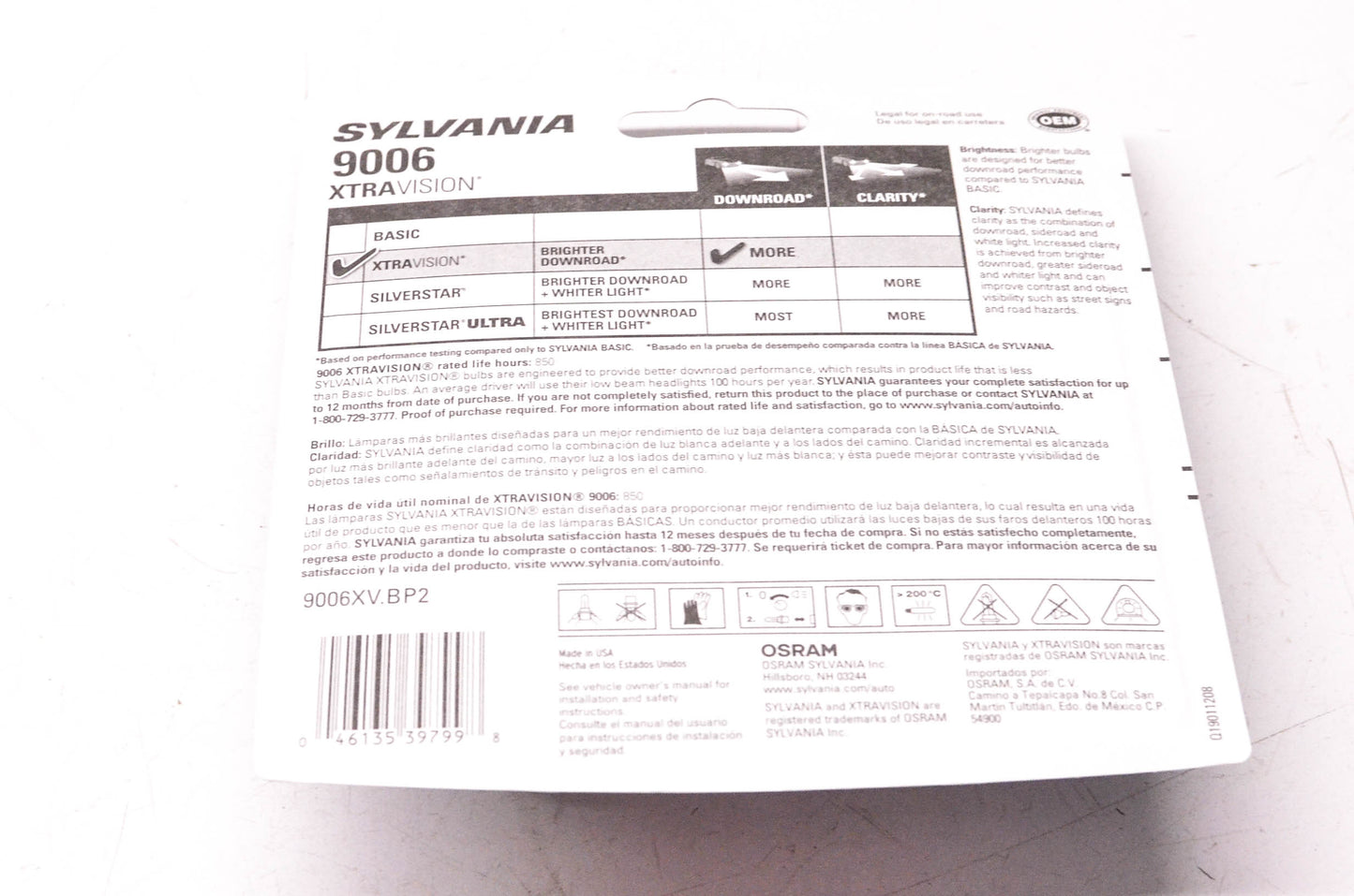 Sylvania 9006XV.BP2 Sylvania XtraVision Headlights Qty 2 NOS