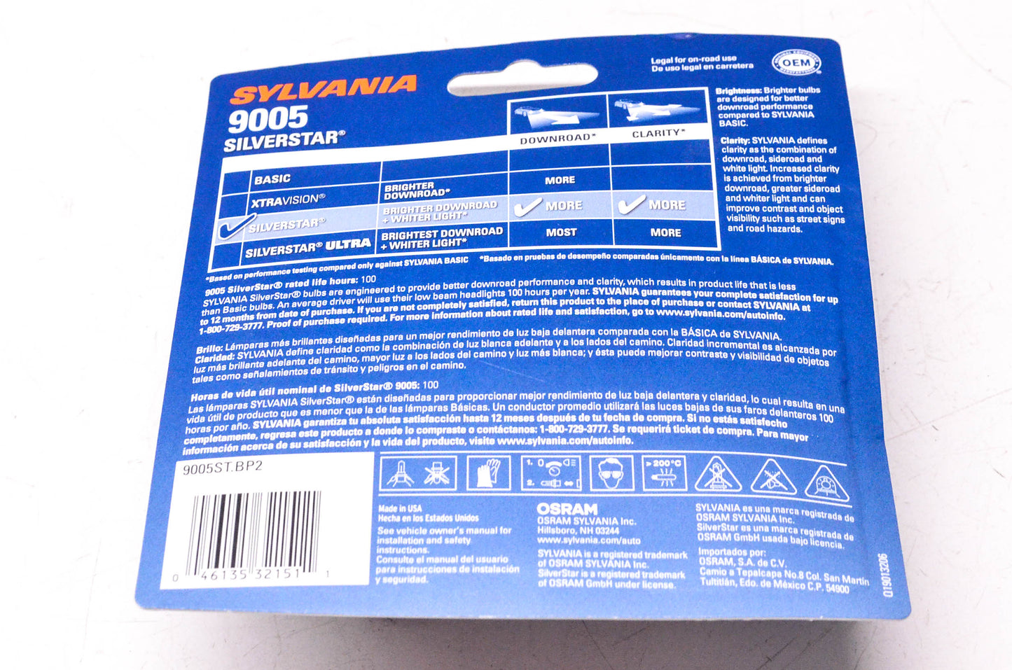 Sylvania 9005ST.BP2 Sylvania Silverstar Headlights Qty 2 NOS