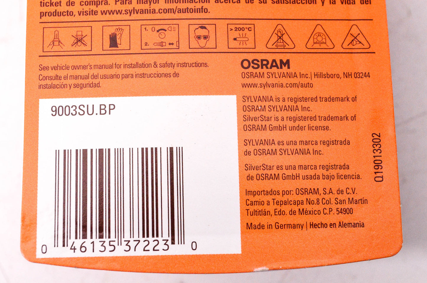 Sylvania 9003SU.BP Sylvania Silverstar Ultra Headlight NOS