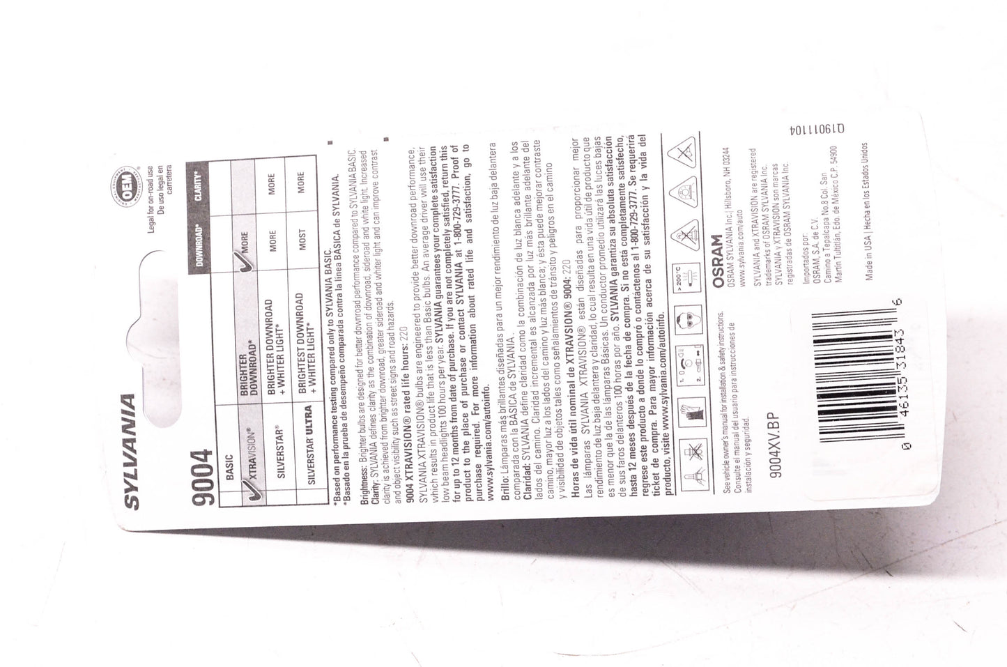 Sylvania 9004XV.BP Sylvania XtraVision Headlight NOS