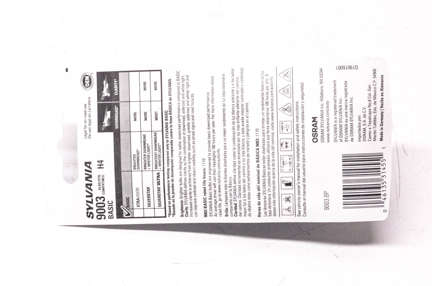 Sylvania 9003.BP Sylvania Basic Headlight NOS