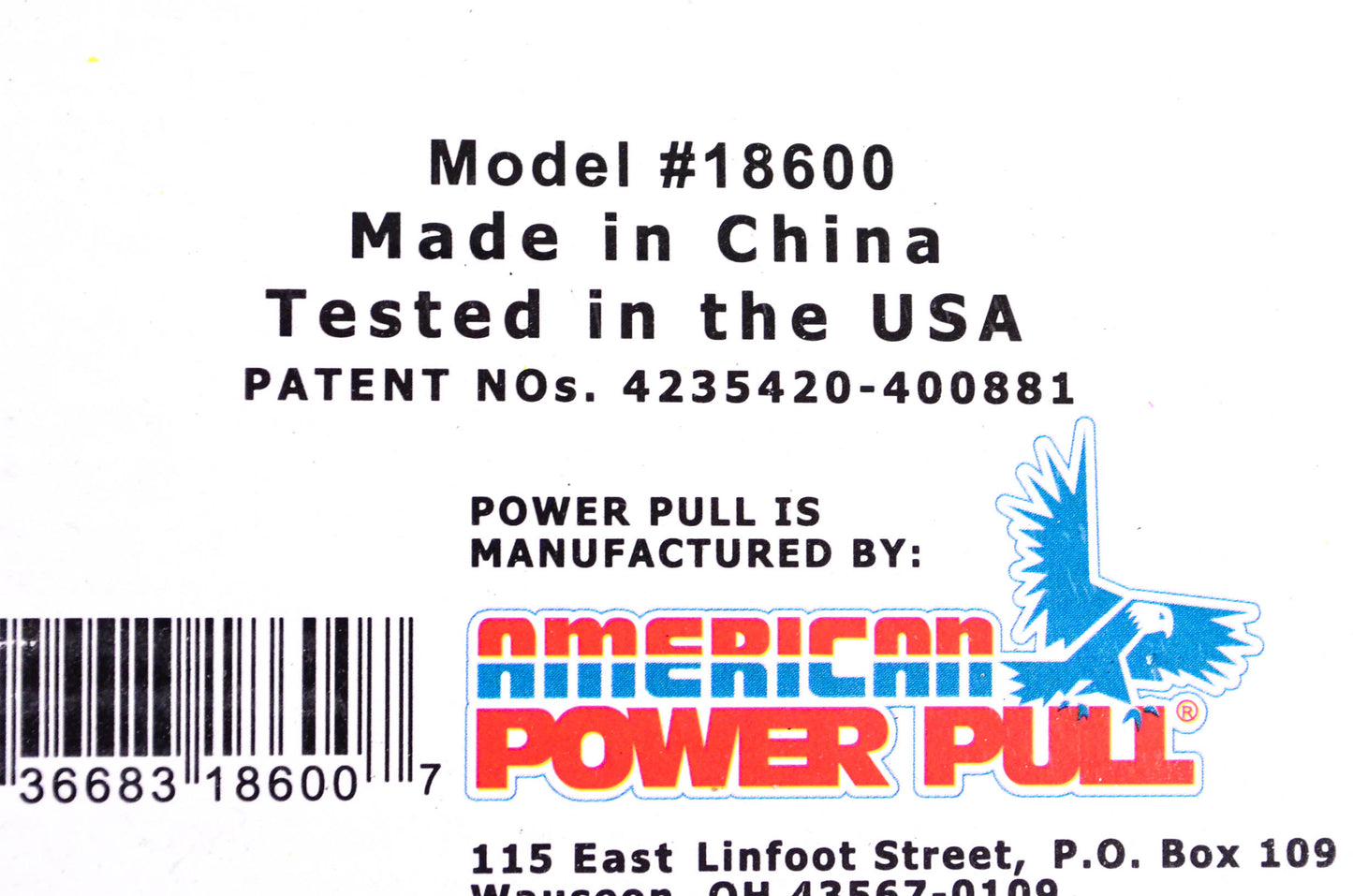 American Power Pull 18600 2 Ton Dual Drive Ratchet Cable Puller NOS