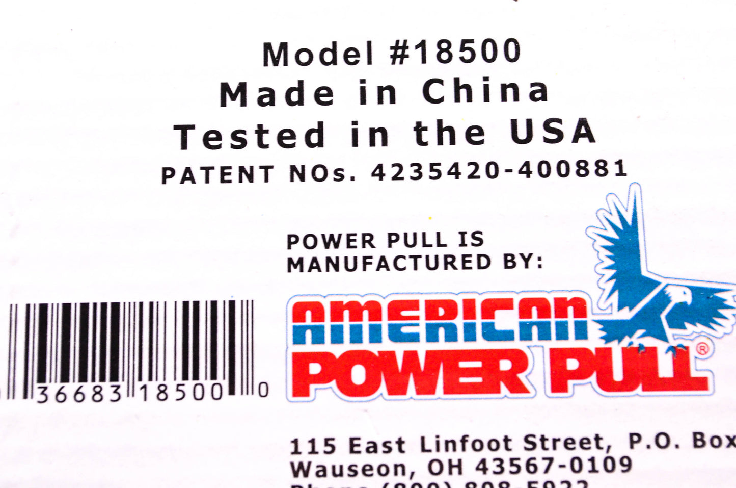 American Power Pull 18500 1 Ton Dual Drive Ratchet Cable Puller NOS