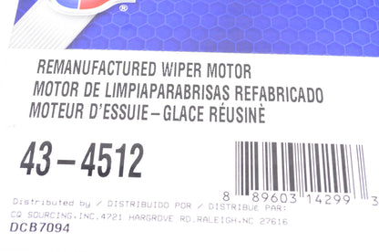 Carquest 43-4512 Remanufactured Wiper Motor NOS