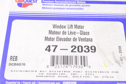 Carquest 47-2039 Remanufactured Window Lift Motor NOS