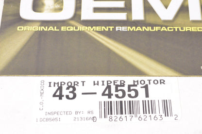 Carquest 43-4551 Remanufactured Wiper Motor NOS