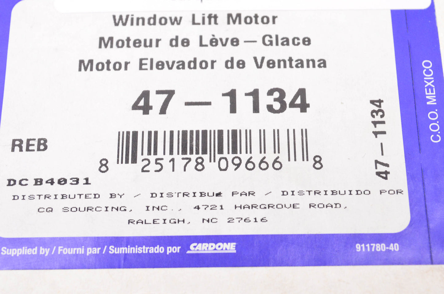 Carquest 47-1134 Remanufactured Window Lift Motor NOS