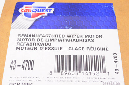 Carquest 43-4700 Remanufactured Wiper Motor NOS