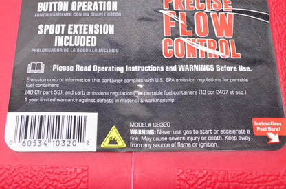 Garage Boss GB320 2 Gallon Press 'N Pour Gas Can NOS
