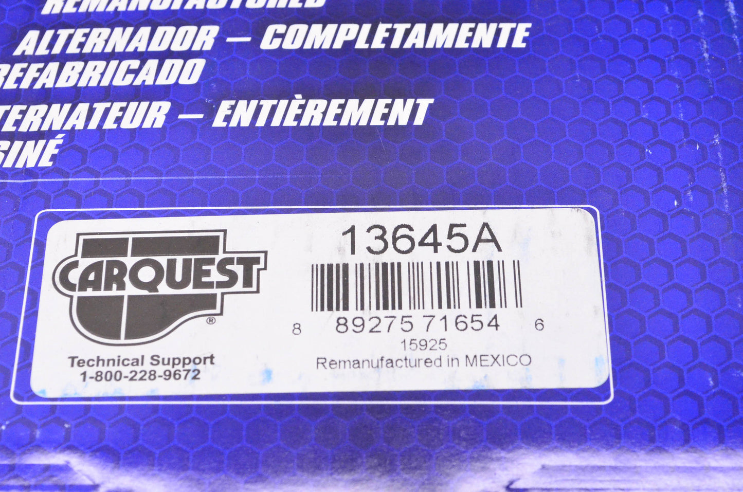 Carquest 13645A Remanufactured Alternator NOS