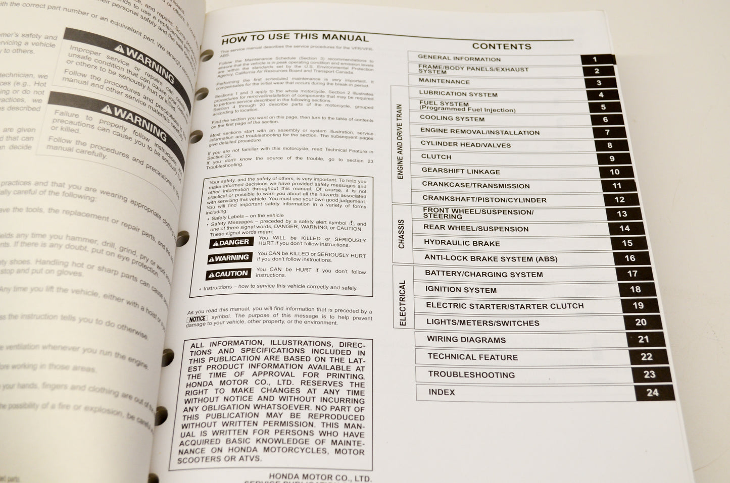 OEM Honda 61MCW00 02 VFR800/A Interceptor Service Shop Manual