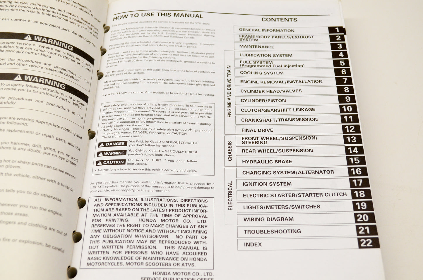 OEM Honda 61MCH01 02-03 VTX1800C Service Shop Manual