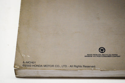 OEM Honda 61MCH01 02-03 VTX1800C Service Shop Manual