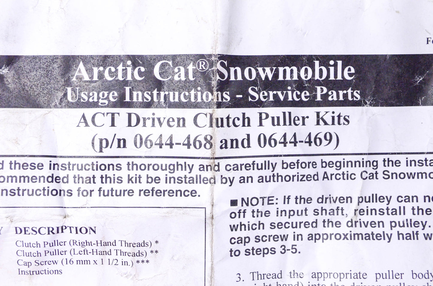 OEM Arctic Cat 0644-469 Driven Clutch Puller Kit