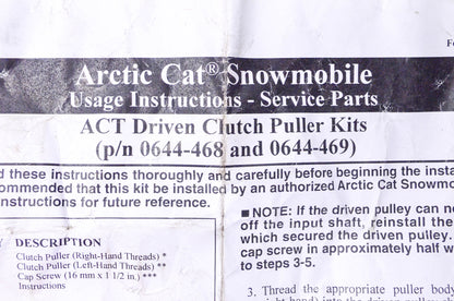 OEM Arctic Cat 0644-469 Driven Clutch Puller Kit