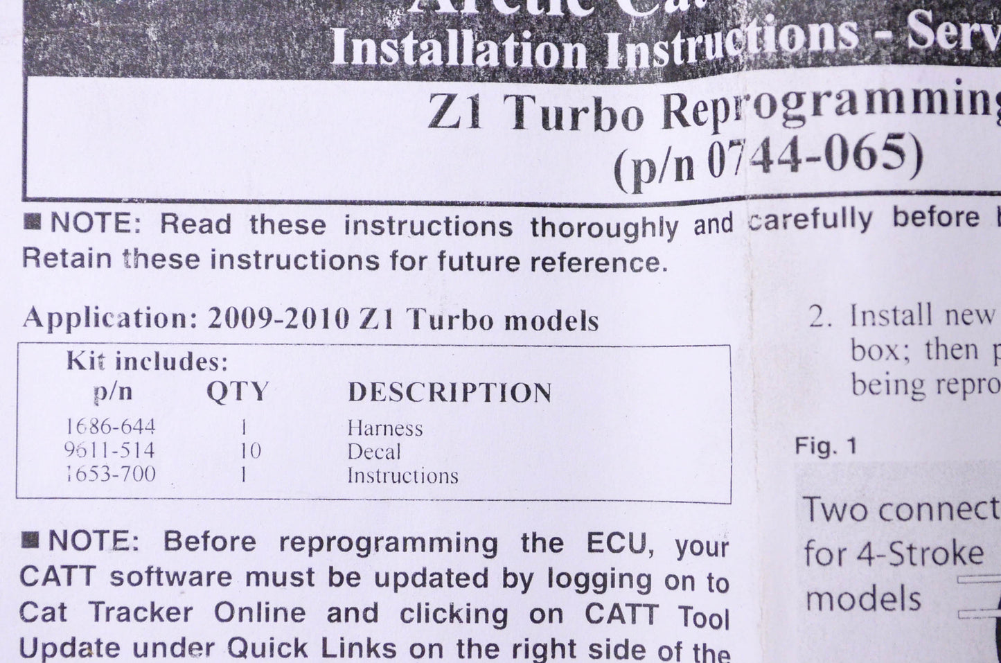 New OEM Arctic Cat 0744-065 ECU Reprogramming Kit NOS
