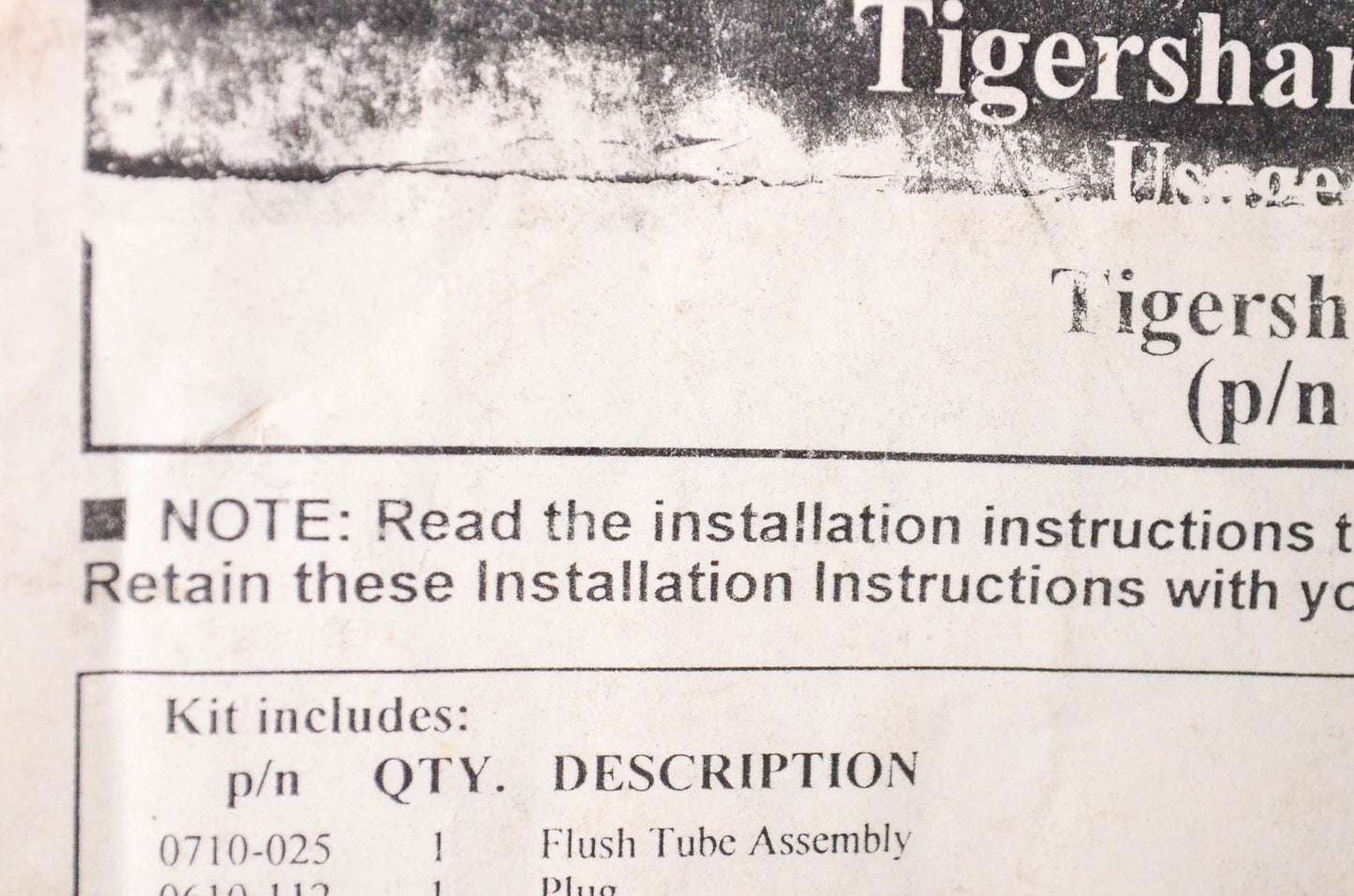 Tigershark 0710-025 Flush Tube