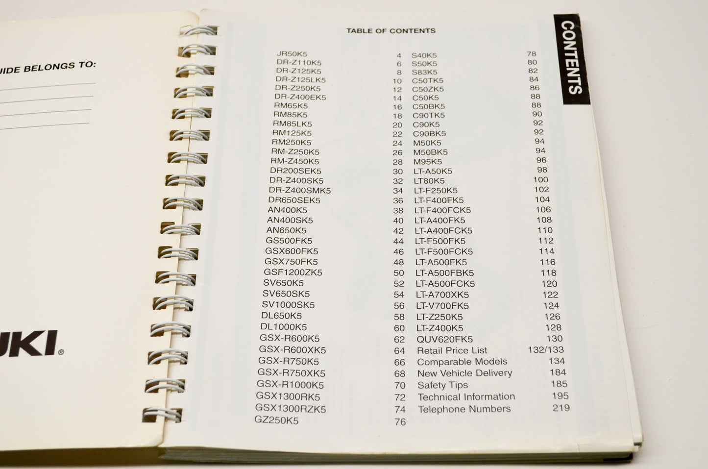 OEM Suzuki 05 Suzuki Motorcycle & ATV Sales Guide