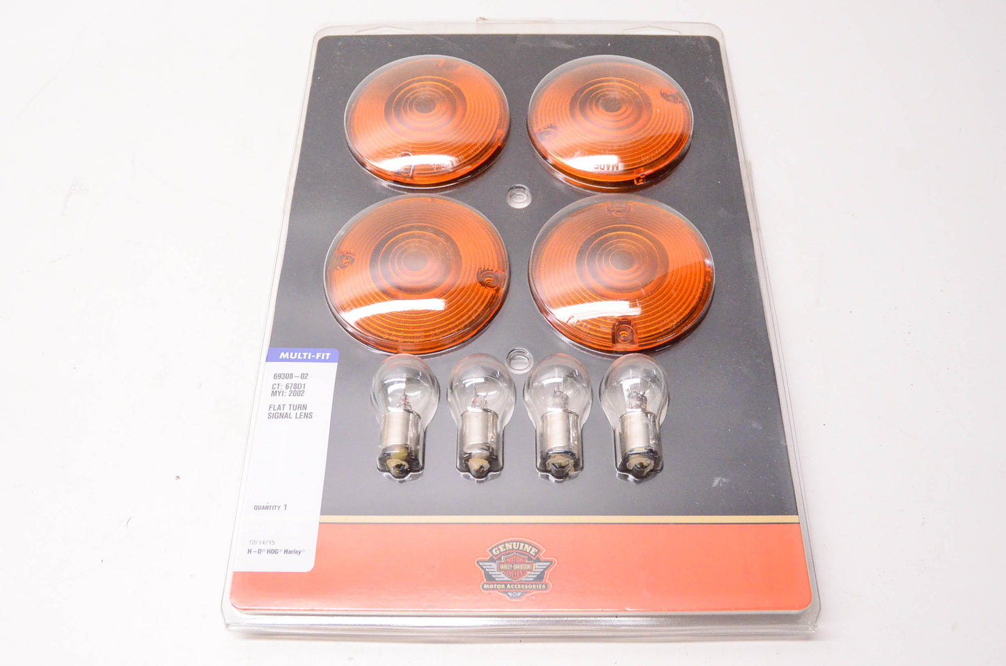 New OEM Harley Davidson 69308-02 Flat Turn Signal Lens Kit NOS