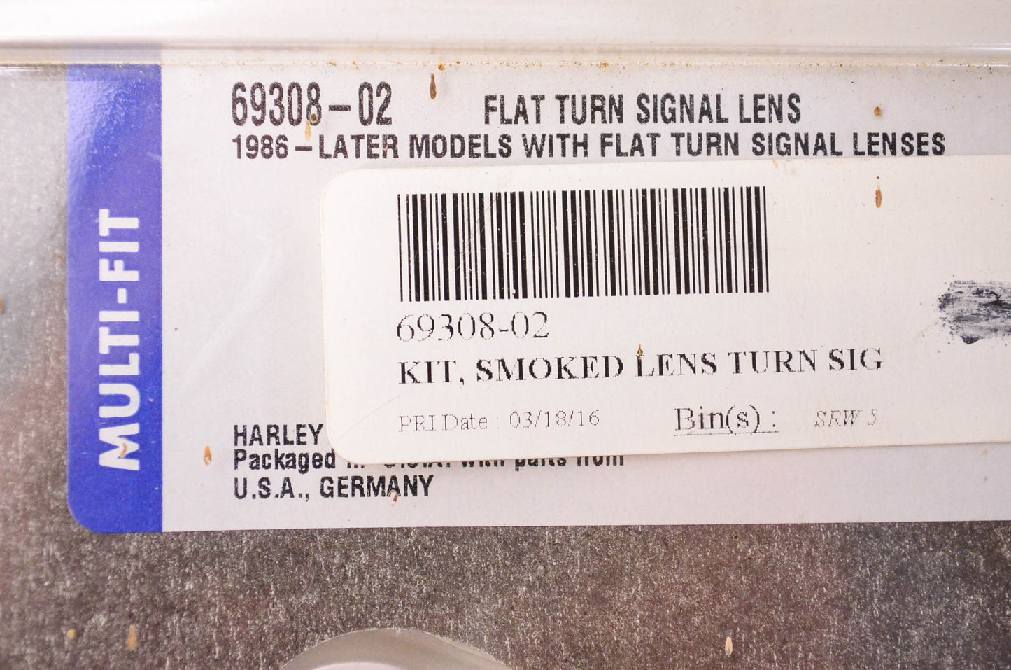 New OEM Harley Davidson 69308-02 Flat Turn Signal Lens Kit NOS