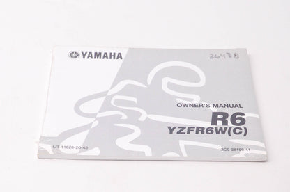 New OEM Yamaha LIT-11626-20-43 R6 YZFR6W(C) Owner's Manual NOS