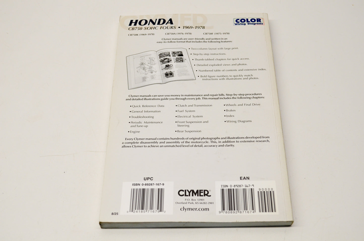 New OEM Honda M341, 0-89287-167-9 69-78 CB750 SOHC Fours Service Guide NOS