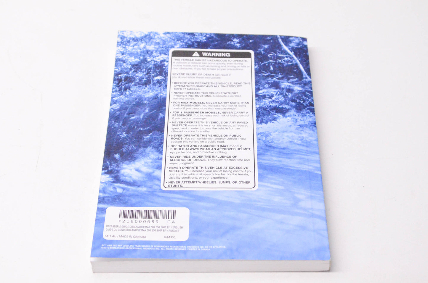 OEM Can-am 219000689 2011 Outlander Outlander Max Operator's Guide