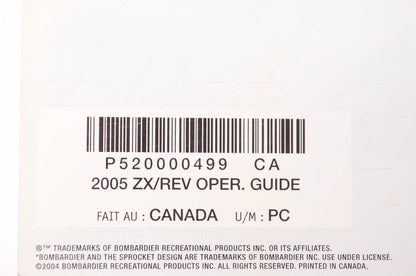OEM Ski-Doo 520000499 2005 ZX/REV Series Operator's Guide