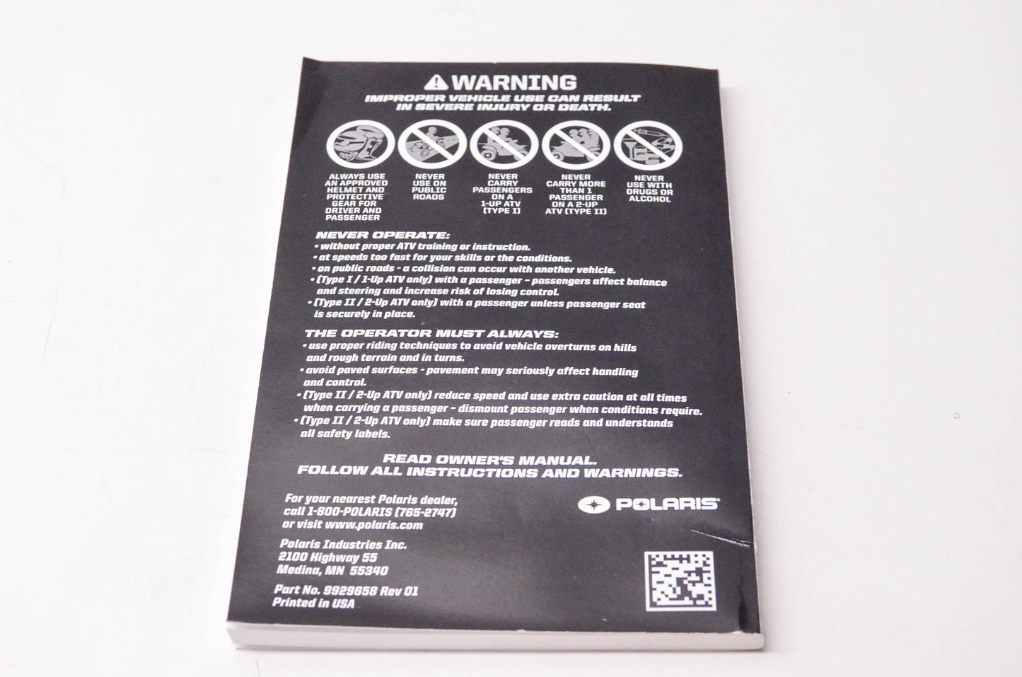 New OEM Polaris 2018 Scrambler 850, Scrambler XP 1000 EPS Owner's Manual NOS