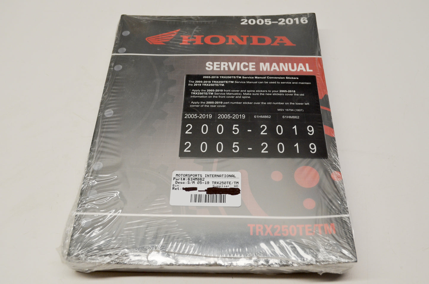 New OEM Honda 61HM862, MSV15420 05-16 TRX250TE/TM Service Shop Manual NOS