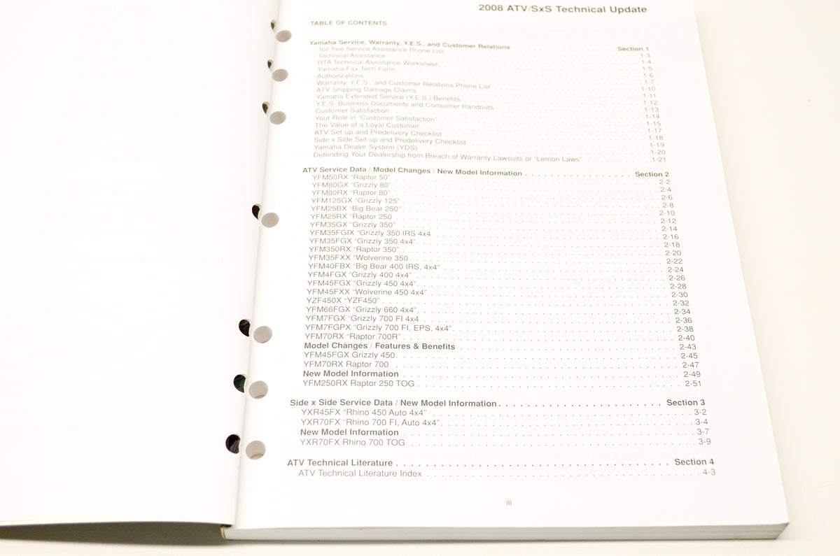 OEM Yamaha LIT-17500-AT-08 2008 ATV/SxS Technical Update