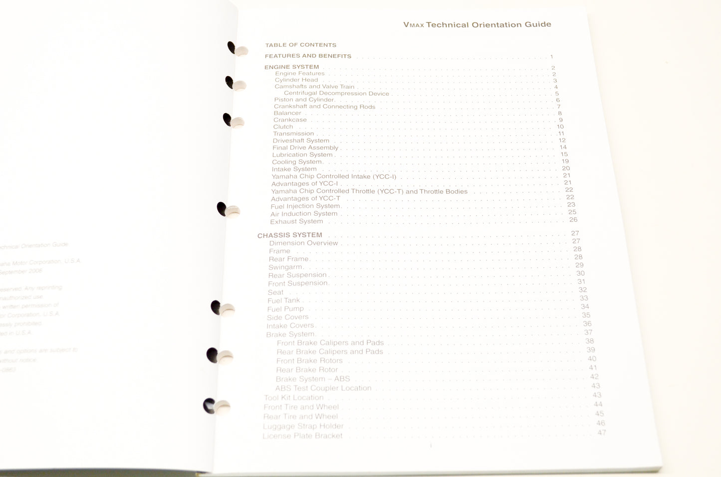OEM Yamaha LIT-BKTOG-MC-05 VMAX Technical Orientation Guide