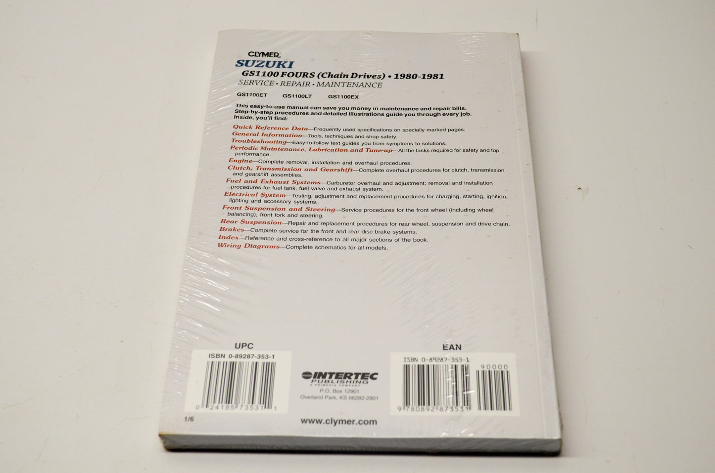 Clymer M378 Suzuki GS1100 FOURS 1980-1981 Service Shop Manual NOS