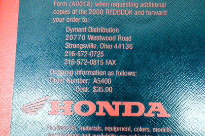 OEM Honda A5400 2000 Honda Redbook