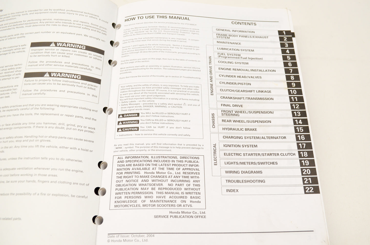 OEM Honda 61MCH03 02-05 VTX1800C/F Service Shop Manual