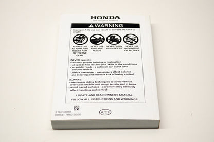 New OEM Honda TRX500 4x4 Fourtrax Foreman Owner's Manual 00X31-HR0-8000 NOS
