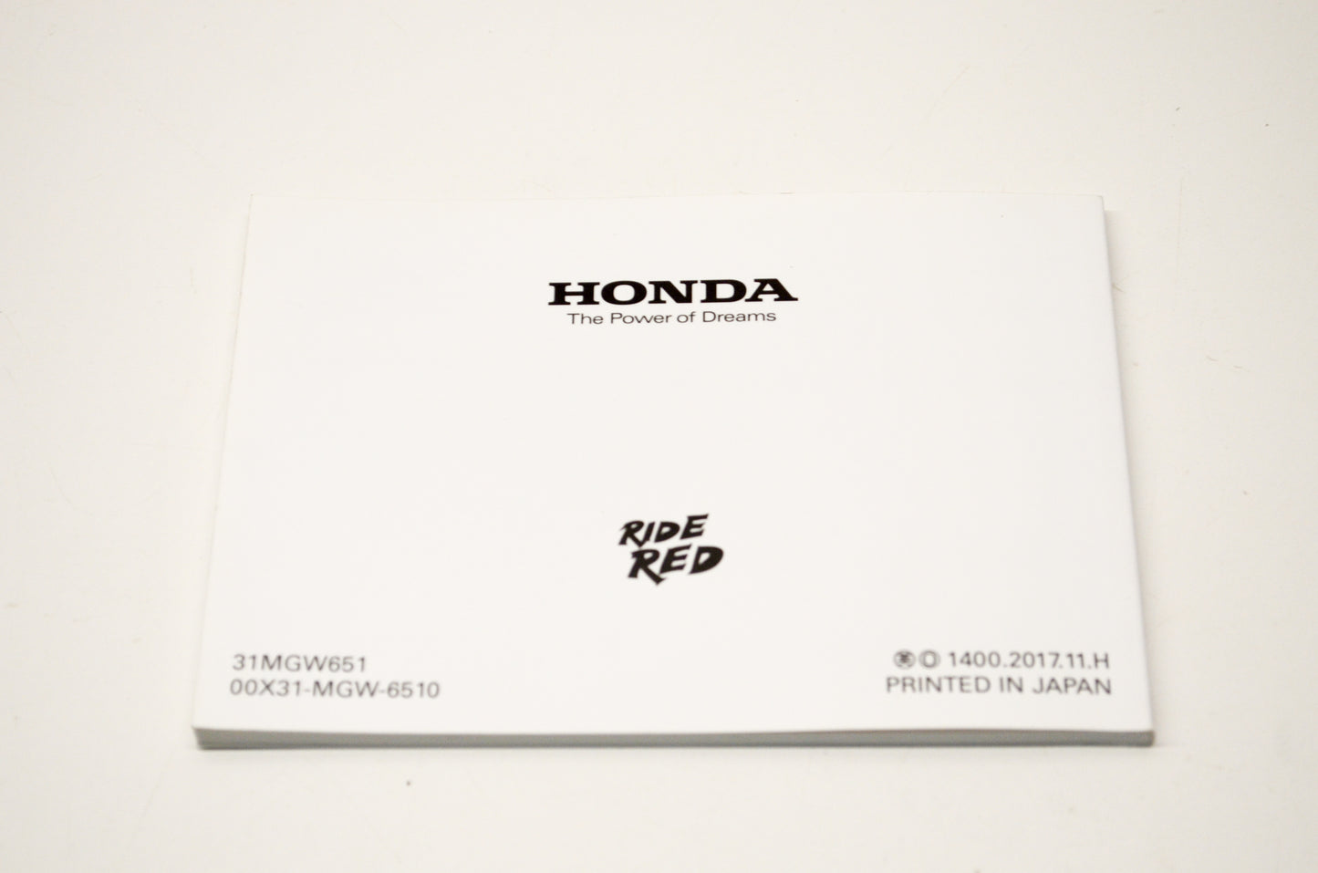 New OEM Honda 31MGW651 2017 XR650L Owner's Manual NOS